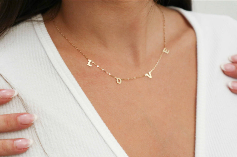10k Gold LOVE Charm Necklace