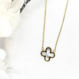 10k Gold Pearl Four Leaf Clover Necklace