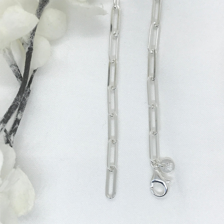 The Laura Engravable Disc - 925 Sterling Silver Paper clip necklace