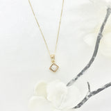 Icicles 10k Gold Diamond Square Bezel Necklace