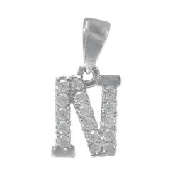 Sterling Silver CZ Initial Necklace