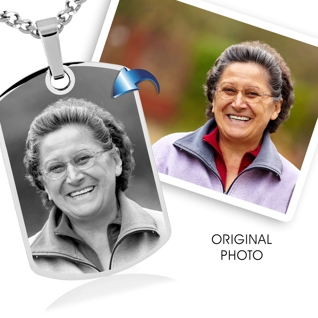 Large Steel Photo Necklace