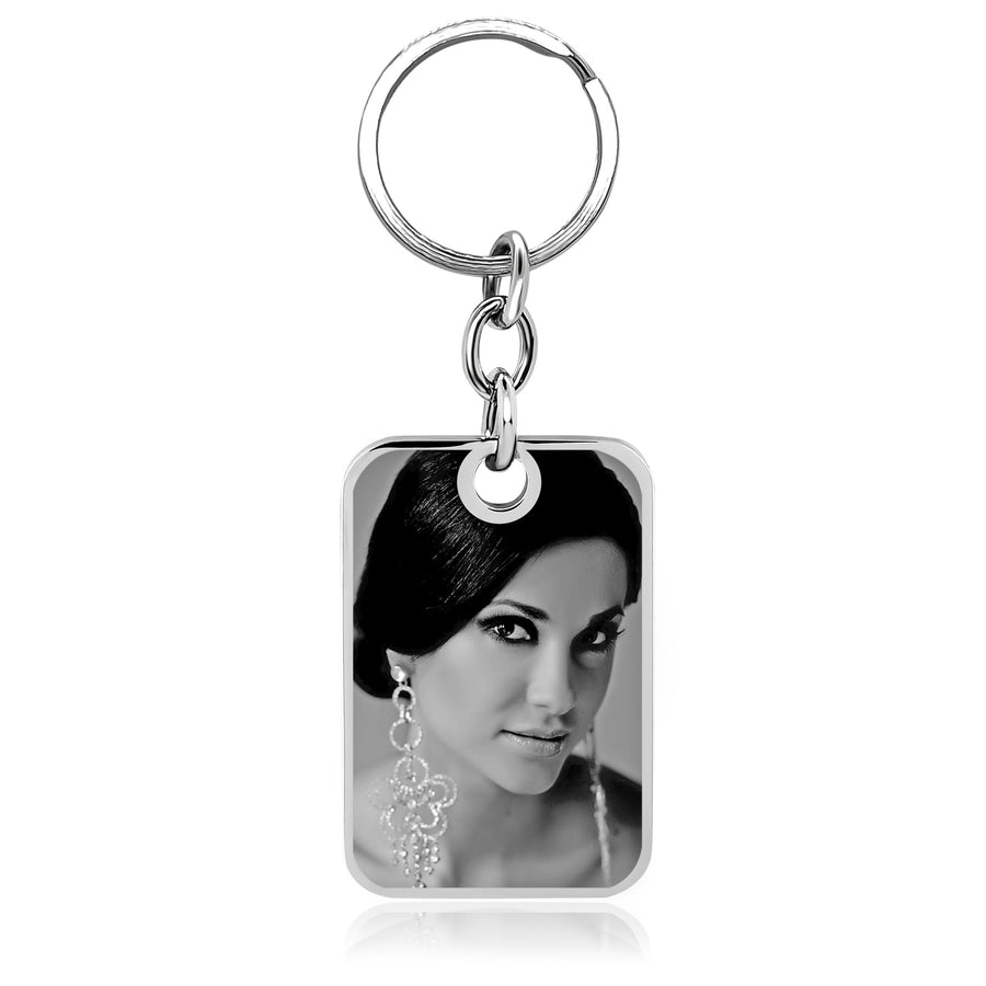 Rectangle Stainless Steel Key Chain - Photo Engraving