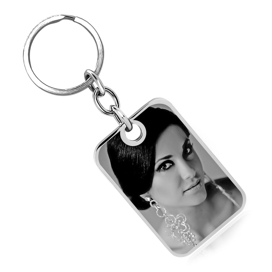 Rectangle Stainless Steel Key Chain - Photo Engraving