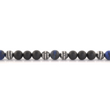 Matte Blue and Black Steel Beaded Clasp Bracelet