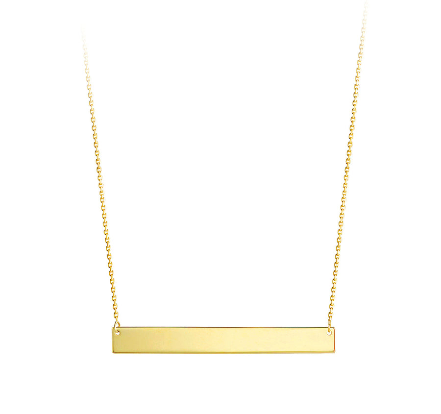 Engravable Bar- 10k Gold Bar Necklace