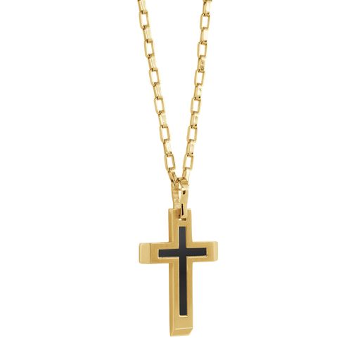 Stainless Steel Cross with Matte Black Center