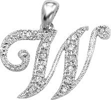 10k White Gold Diamond Script Initial Necklace