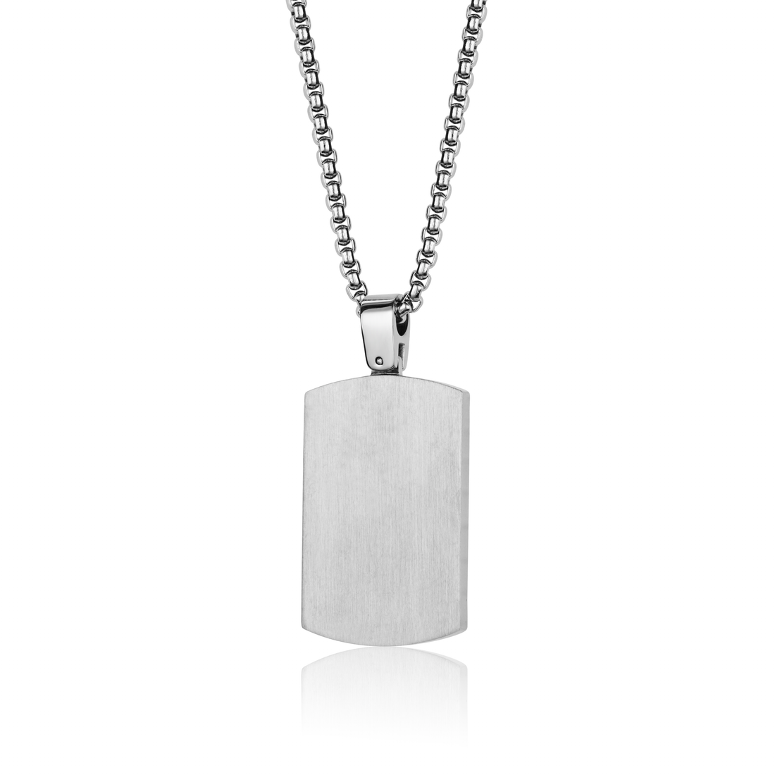 Engravable- Stainless Steel Brushed Tag Necklace by Ital Gem