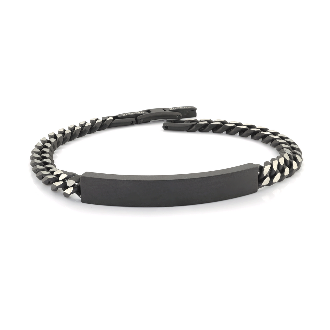 Engravable - Stainless Steel Black Curb Link ID Bracelet by Ital Gem