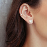 10k Gold Mother of Pearl Heart Stud Earrings