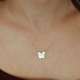 10k Gold Pearl Butterfly Necklace