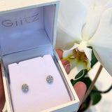 14k White Gold Flower Comfort backs