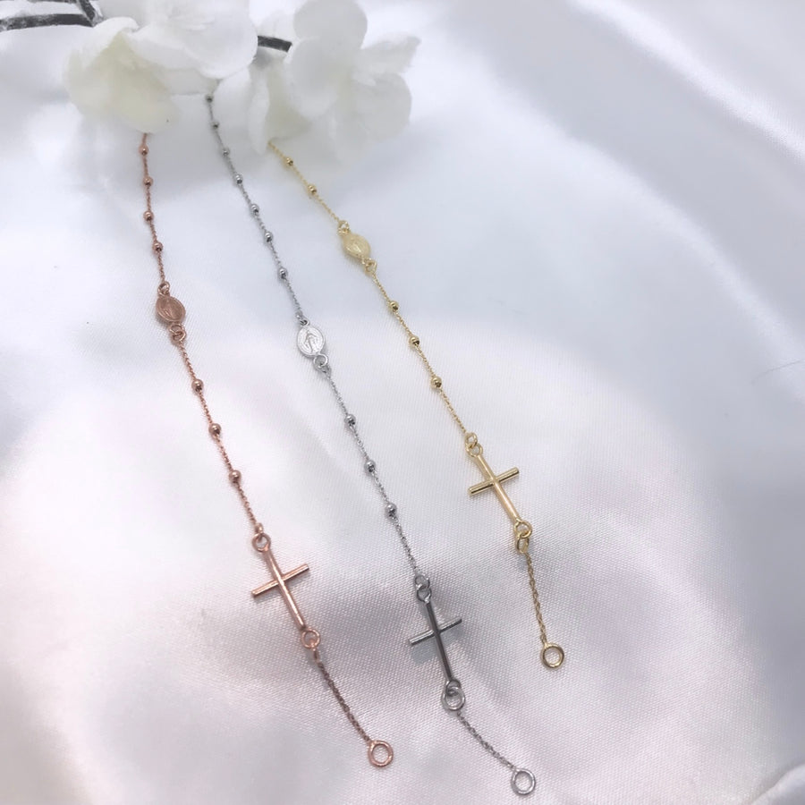 10K White Gold Rosary Cross Necklace | Pallotta Jewelers