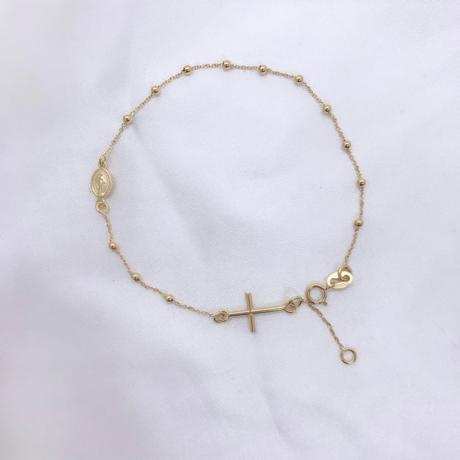 Amazon.com: Kooljewelry 18k Yellow Gold Rosary Bracelet for Women (adjusts  to 7 or 7.75 or 8.25 inch): Clothing, Shoes & Jewelry