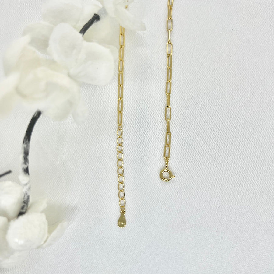 18k/925 Vermeil Paper Clip Necklace with Heart Charm