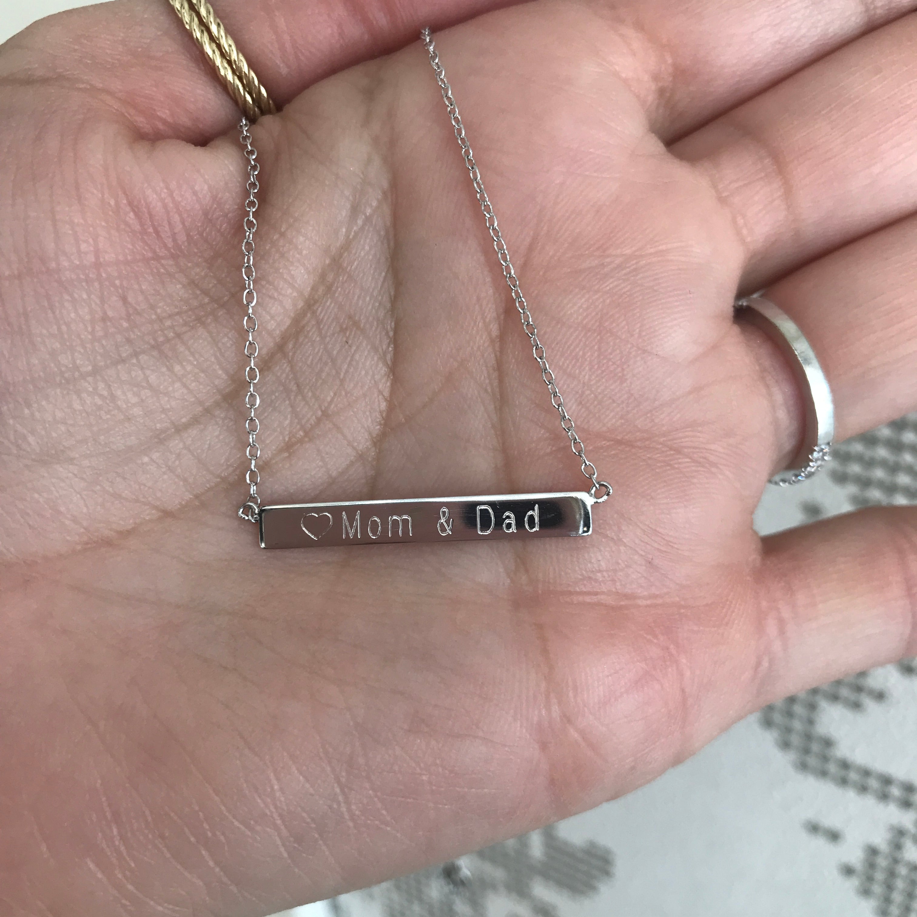 Engravable - 925/18k Vermeil Bar Necklace