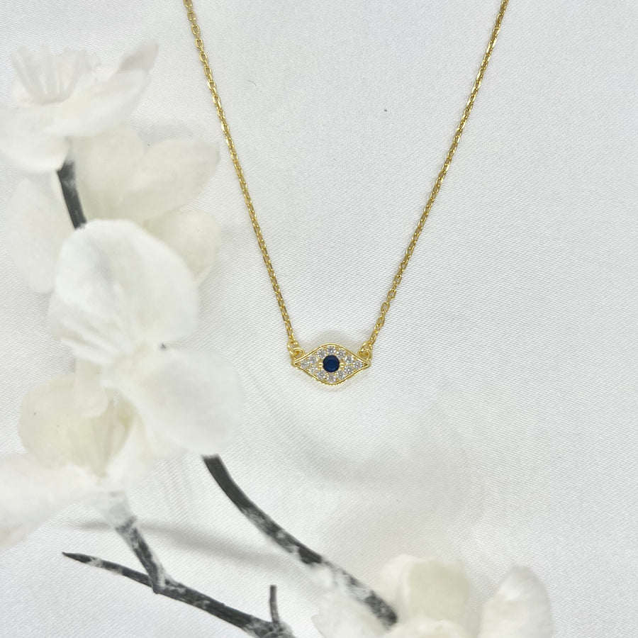 18k/925 Vermeil CZ Evil Eye Necklace
