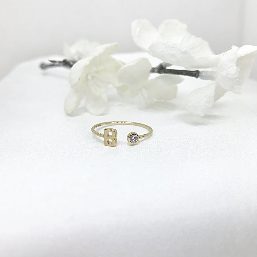 10k Gold Initial and CZ Ring
