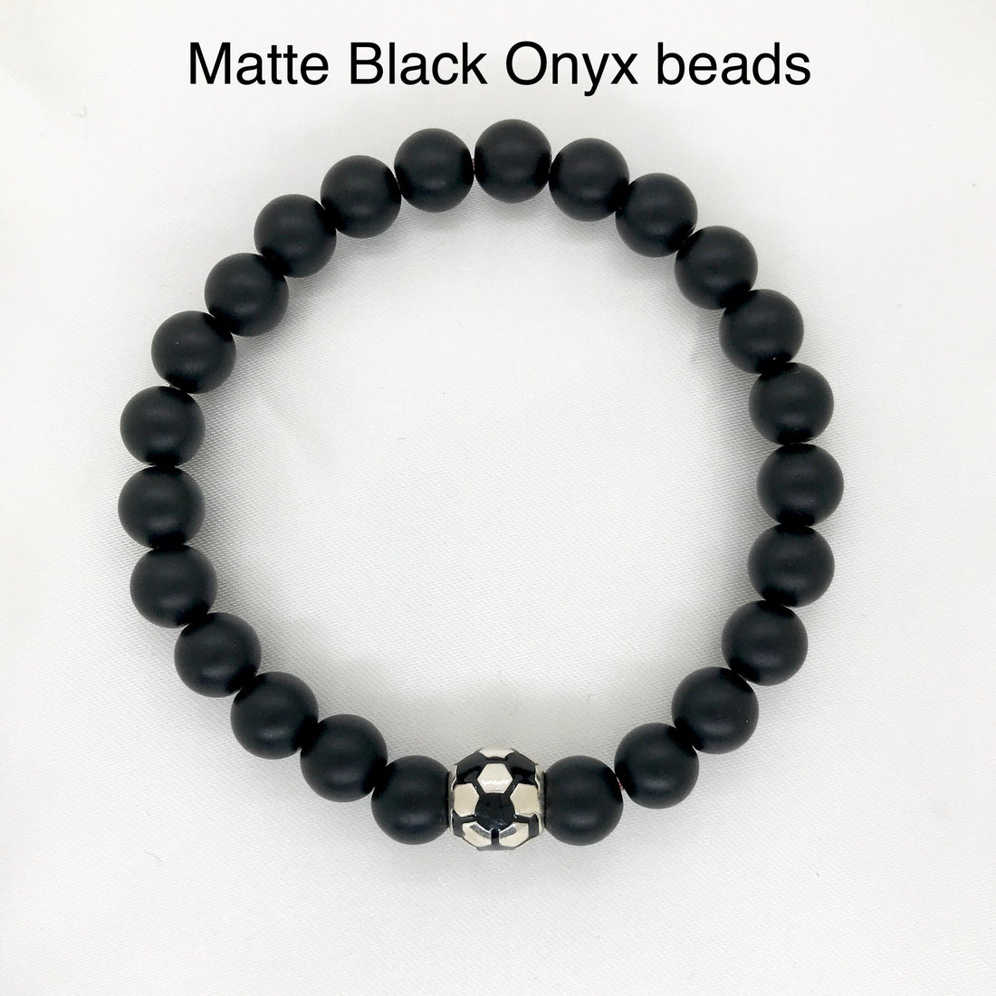 Soccer Ball Onyx Beaded Bracelet by Ital Gem