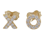 10k Gold X.O. Stud Earrings with CZ