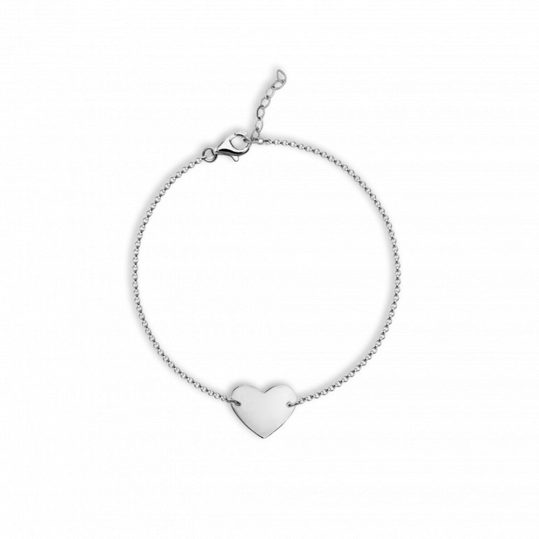 Engravable Flat Heart - 14k/925 Vermeil Bracelet