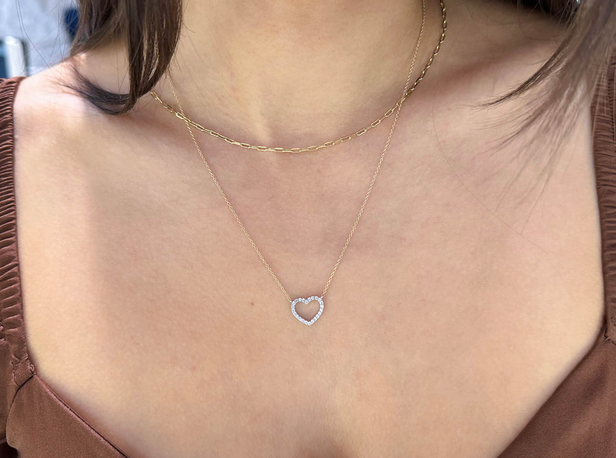10k Gold CZ Heart Necklace