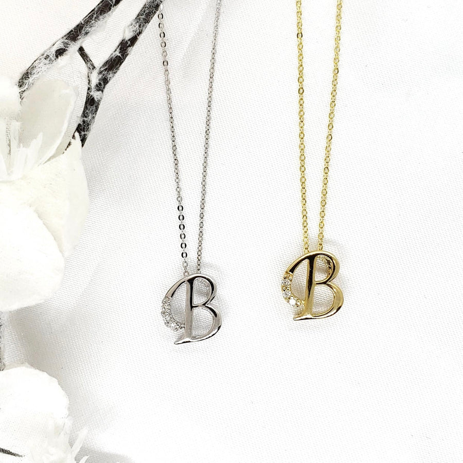 10k Gold Diamond Initial Necklace