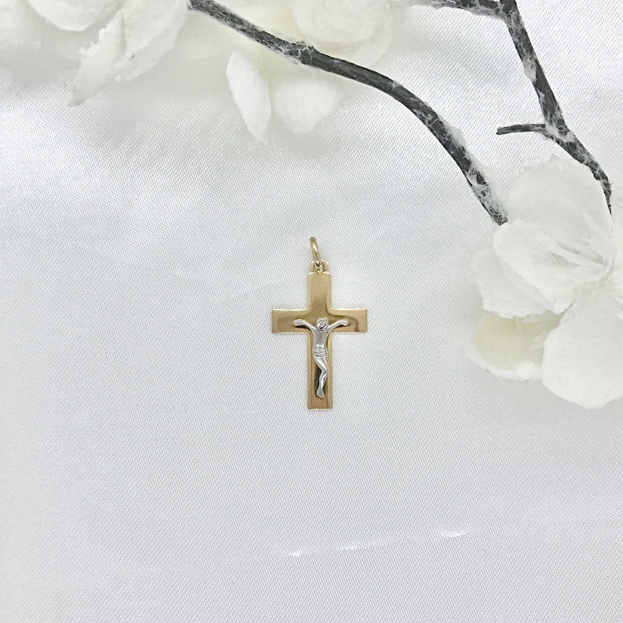 10k Two-Tone Gold Modern Crucifix