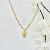 18k/925 Vermeil Paper Clip Necklace with Heart Charm