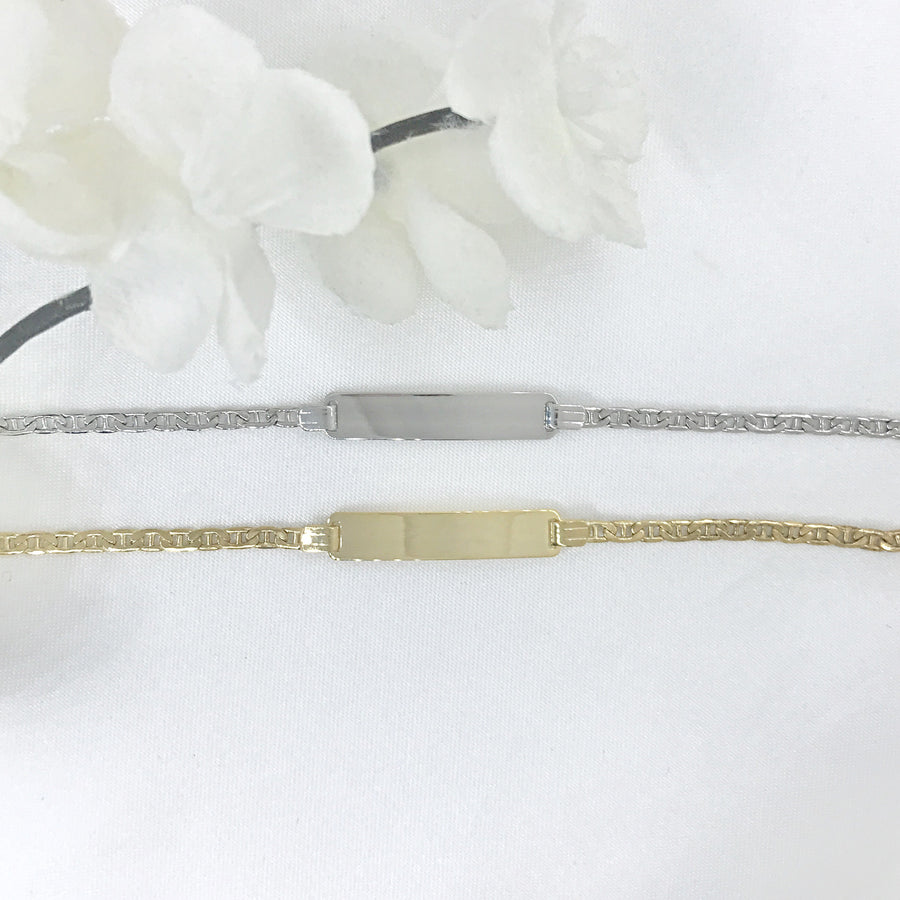 10k Gold ID Child Bracelet Flat Link - Engravable