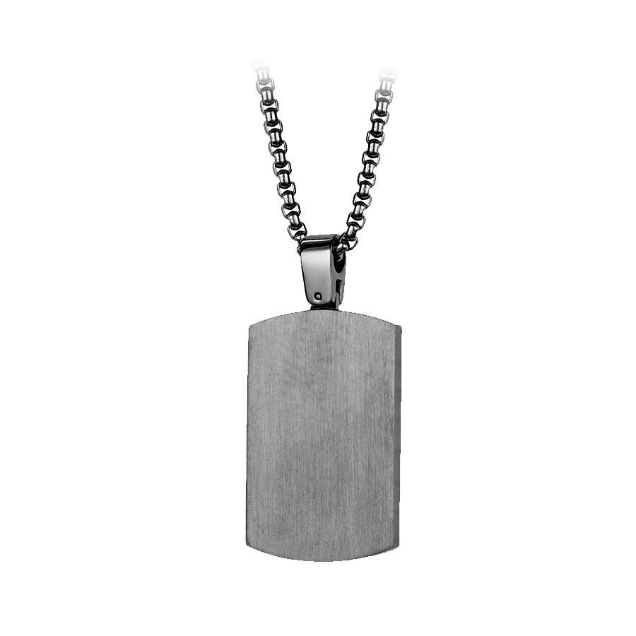 Engravable- Stainless Steel Brushed Tag Necklace by Ital Gem