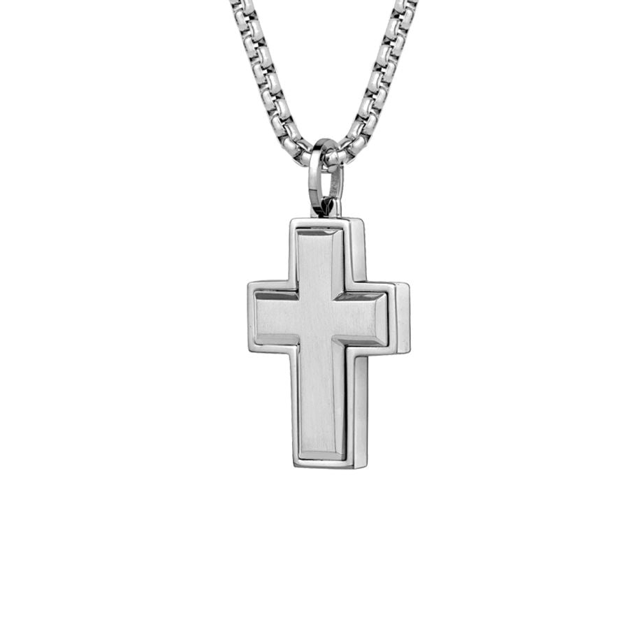 Stainless Steel Cross with Matte Coloured Center by Ital Gem